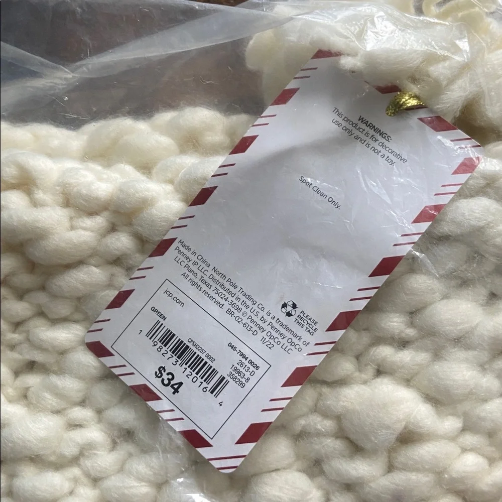 Chunky Knit Striped Stocking - Cream and Green